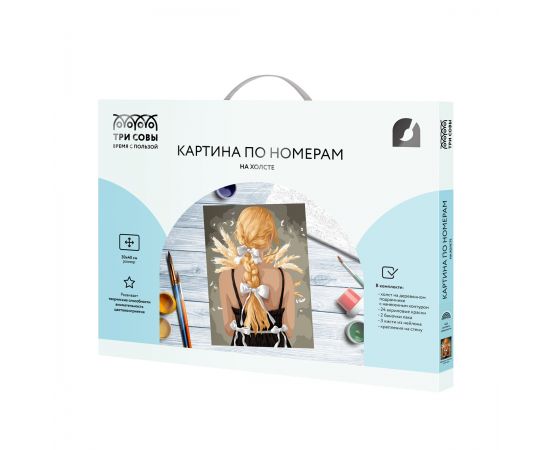 Картина по номерам на холсте ТРИ СОВЫ "Девушка с букетом колосьев", 30*40, с акриловыми красками и кистями КХ3040_53879