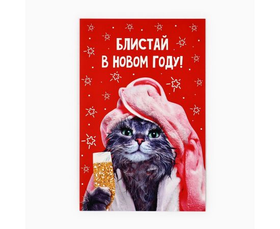 Открытка «Блистай в Новом году!», кошечка, 10 х 15 см, Новый год 10513755