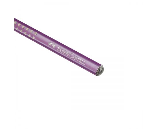 Карандаш ч/г Faber-Castell "Sparkle" В, трехгранный, заточен., фиолетовый металлик 118263