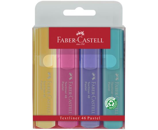 Набор текстовыделителей Faber-Castell "46 Pastel" 4 пастельных цв., 1-5мм 154610
