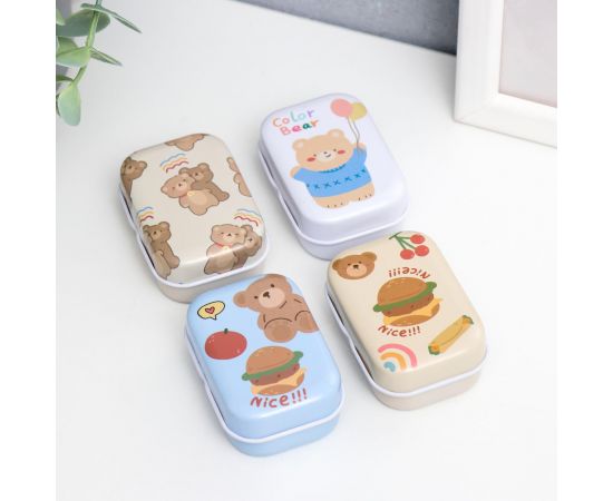 Шкатулка металл прямоугольная "Медвежатки" МИКС 2,5х4х5,5 см   6958239 6958239