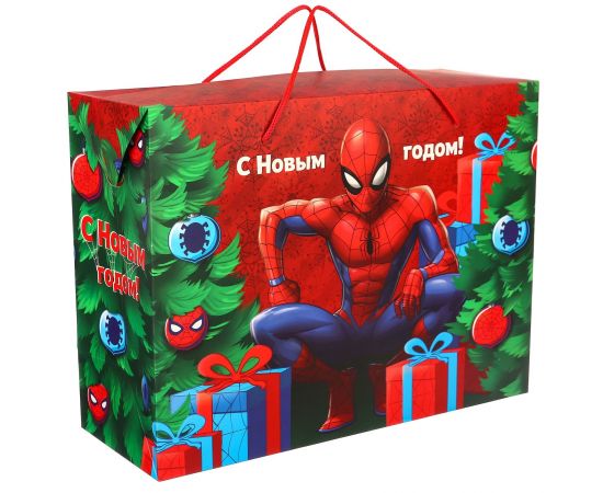 Новый год. Пакет-коробка "С Новым Годом!", 15х40х30 см, Человек-Паук 7811088 7811088