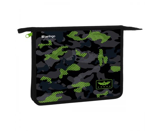 Папка для тетрадей 1 отделение, А5 Berlingo "Black and green", 240*205*40мм, пластик, на молнии BR-PP-A50408
