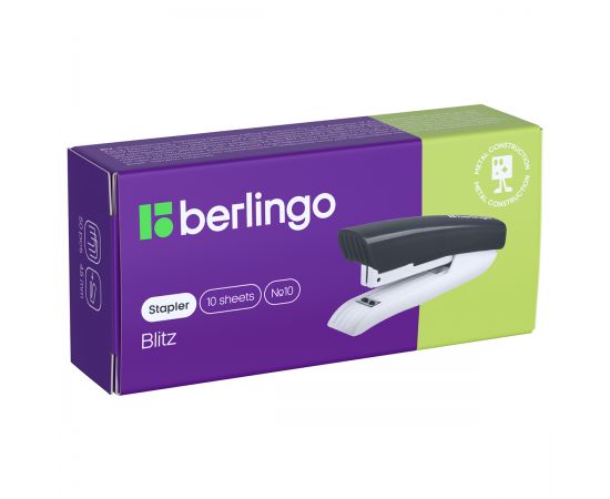 Степлер №10 Berlingo "Blitz" до 10л., пластиковый корпус, черный DSp_10112