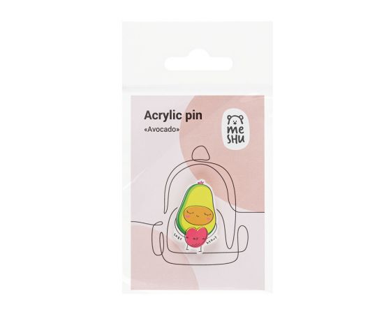 Значок акриловый MESHU "Avocado", прямая УФ-печать, 2,3*3,6см MS_47422