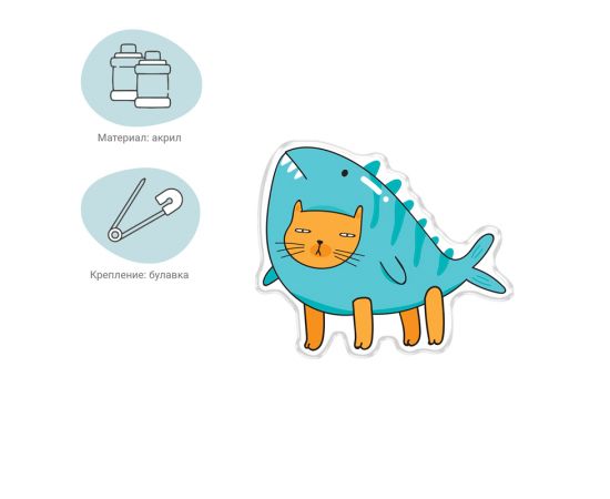 Значок акриловый MESHU "Juicy cats", прямая УФ-печать, 3,2*2,7см MS_47428