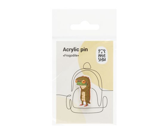 Значок акриловый MESHU "Frogodile", прямая УФ-печать, 2,0*3,6см MS_47442