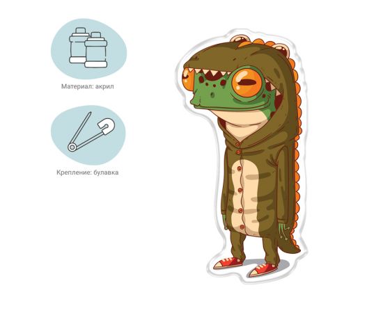 Значок акриловый MESHU "Frogodile", прямая УФ-печать, 2,0*3,6см MS_47442