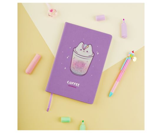 Ежедневник недатированный, А5, 136л., кожзам, MESHU "Magic. Catffee house", тон. блок, аппликация с анимированным изображением, закладка-ляссе MS_53616