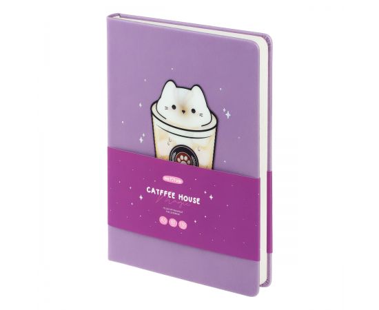 Ежедневник недатированный, А5, 136л., кожзам, MESHU "Magic. Catffee house", тон. блок, аппликация с анимированным изображением, закладка-ляссе MS_53616