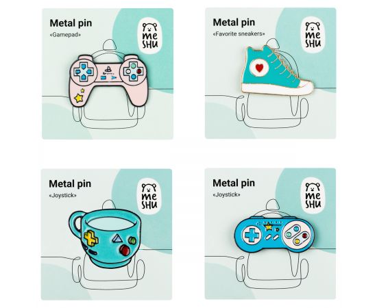Набор металлических значков MESHU "Gamer's set", эмаль, 4шт MS_53656