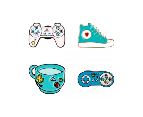 Набор металлических значков MESHU "Gamer's set", эмаль, 4шт MS_53656