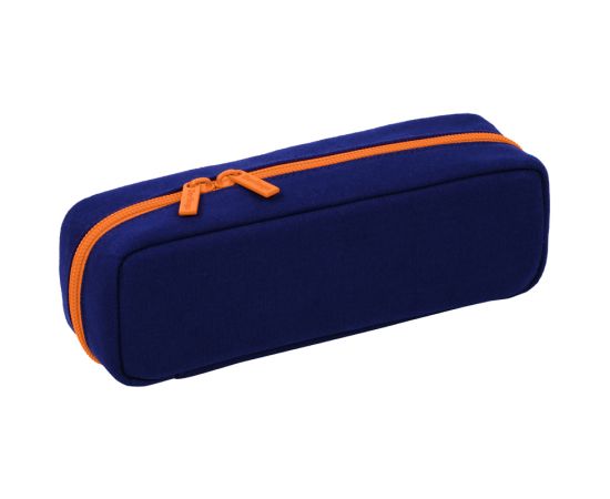 Пенал-футляр корпусный, 210*70*50 Berlingo "Navy orange", полиэстер, 3 внутренних отделения PM09161