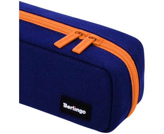 Пенал-футляр корпусный, 210*70*50 Berlingo "Navy orange", полиэстер, 3 внутренних отделения PM09161