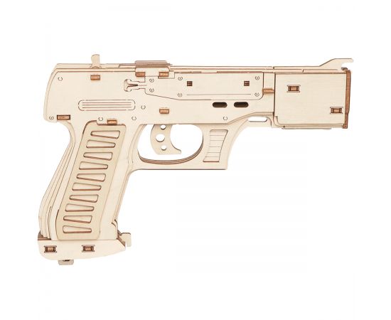 Конструктор деревянный ТРИ СОВЫ "Пистолет резинкострел", 18,5*2,7*13м, 58 деталей, картонная коробка ДКНС020