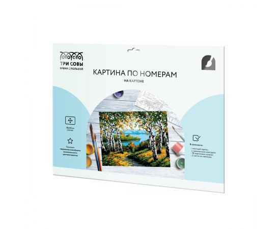 Картина по номерам на картоне ТРИ СОВЫ "Березовая роща", 30*40, с акриловыми красками и кистями КК_53769