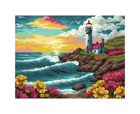 Картина по номерам на холсте ТРИ СОВЫ "Свет маяка", 30*40, с акриловыми красками и кистями КХ3040_53864