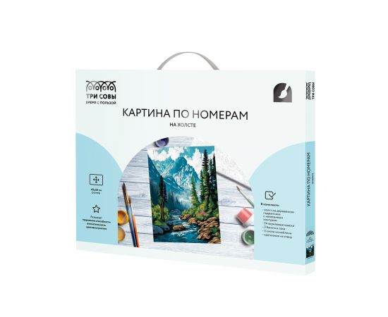 Картина по номерам на холсте ТРИ СОВЫ "Горная река", 40*50, с акриловыми красками и кистями КХ4050_53947