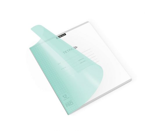 Тетрадь школьная ученическая с пластиковой обложкой на скобе ErichKrause Классика CoverPrо Pastel, мятный, А5+, 12 листов, клетка 012015254-56346