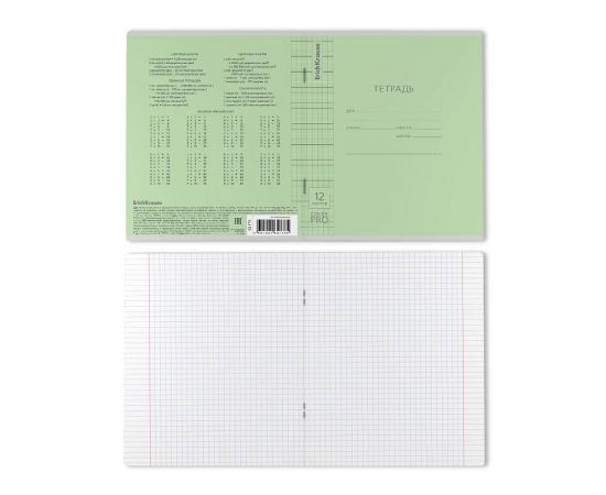 Тетрадь школьная ученическая с пластиковой обложкой на скобе ErichKrause Классика CoverPrо зеленая, А5+, 12 листов, клетка 012015254-62178