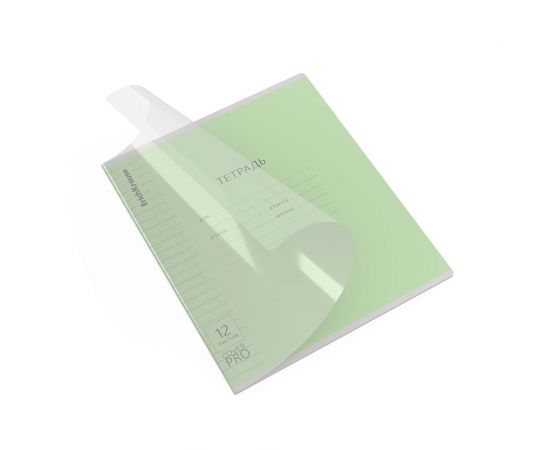 Тетрадь школьная ученическая с пластиковой обложкой на скобе ErichKrause Классика CoverPrо зеленая, А5+, 12 листов, линейка 012015254-62179