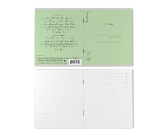 Тетрадь школьная ученическая с пластиковой обложкой на скобе ErichKrause Классика CoverPrо зеленая, А5+, 12 листов, линейка 012015254-62179