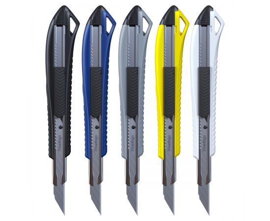 Нож канцелярский 9мм Berlingo "Razzor 200", auto-lock, металл. направл., ассорти, европодвес BM4127