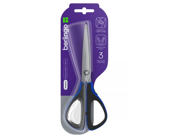 Ножницы Berlingo "Easycut 300", 20см, синие, мягкие вставки, европодвес DNn_20035_a