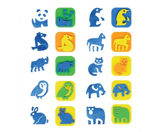 Набор штампиков для творчества Мульти-Пульти "Дикие животные", EVA, 10шт., с чернилами ES_48344