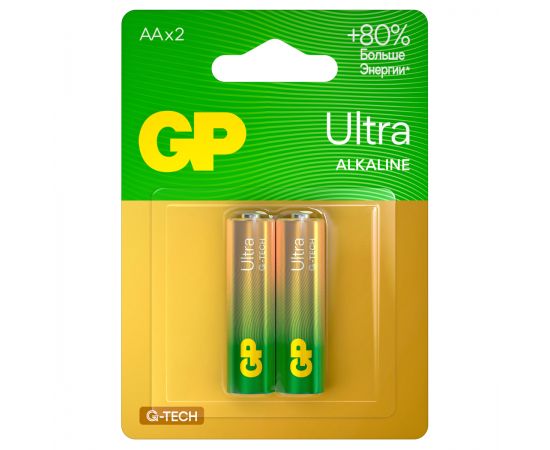 Батарейка GP Ultra G-Tech AA (LR6) 15AU алкалиновая, BC2 GP 15AUA21-2CRSBC2
