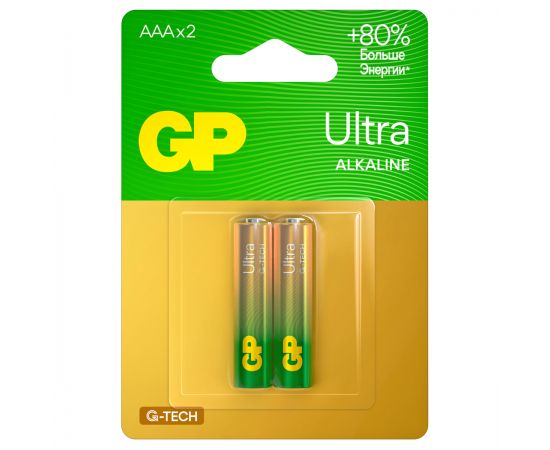 Батарейка GP Ultra G-Tech AAA (LR03) 24AU алкалиновая, BC2 GP 24AUA21-2CRSBC2