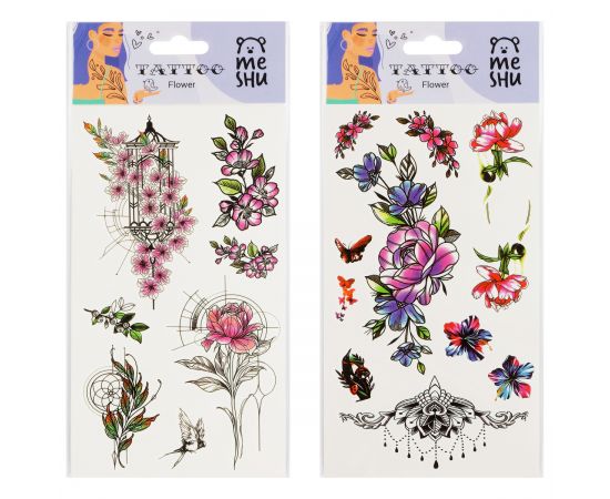 Наклейка-тату MESHU "Flower", 22*10см, инд. уп., европодвес MS_52662