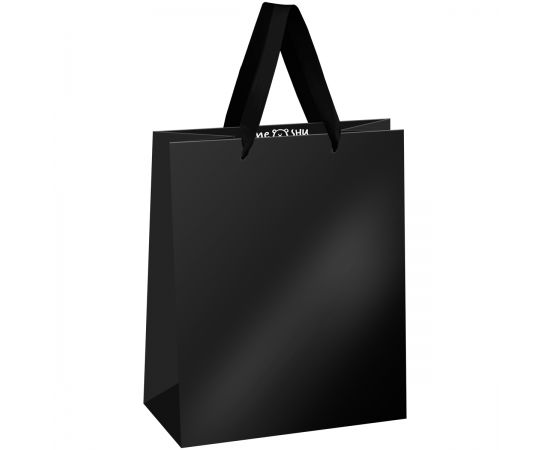 Пакет подарочный 18*23*10см MESHU "Black", ламинация с блестками MS_61672