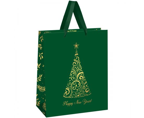 Пакет подарочный 33*42*12см MESHU "Christmas tree",  фольга, матовая ламинация MS_61727