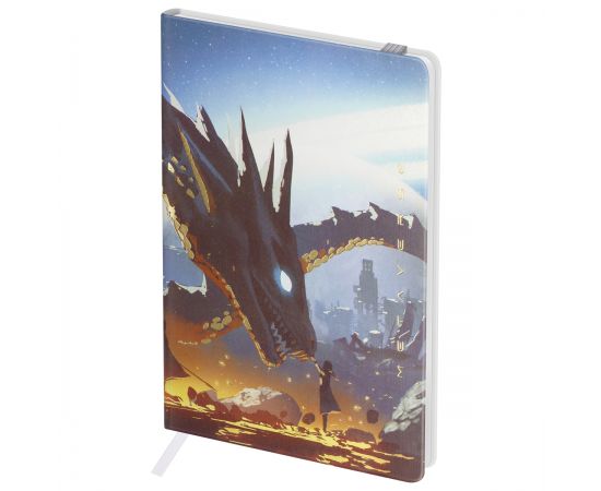 Записная книжка А6 80л. ЛАЙТ, кожзам, Greenwich Line "Touch the dragon", с резинкой, тиснение фольгой, блок в клетку NA6_50389