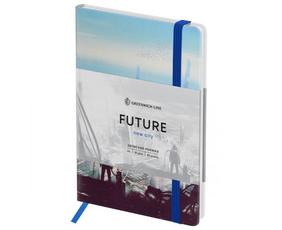 Записная книжка А6 80л. ЛАЙТ, кожзам, Greenwich Line "New city", с резинкой, тиснение фольгой, блок в клетку NA6_50487