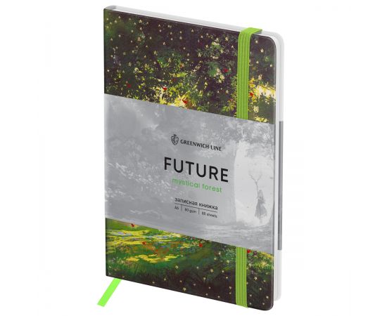 Записная книжка А6 80л. ЛАЙТ, кожзам, Greenwich Line "Mystical forest", с резинкой, тиснение фольгой, блок в клетку NA6_50489