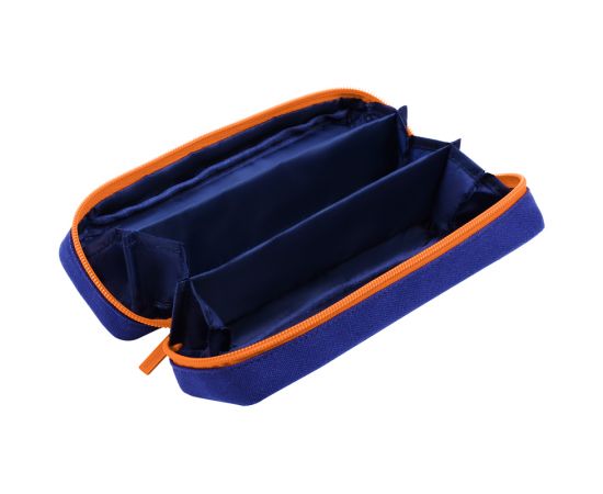 Пенал-футляр корпусный, 210*70*50 Berlingo "Navy orange", полиэстер, 3 внутренних отделения PM09161
