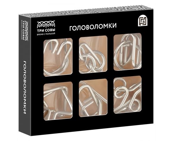 Набор металлических головоломок ТРИ СОВЫ, 6шт., картонная коробка PM6_17698