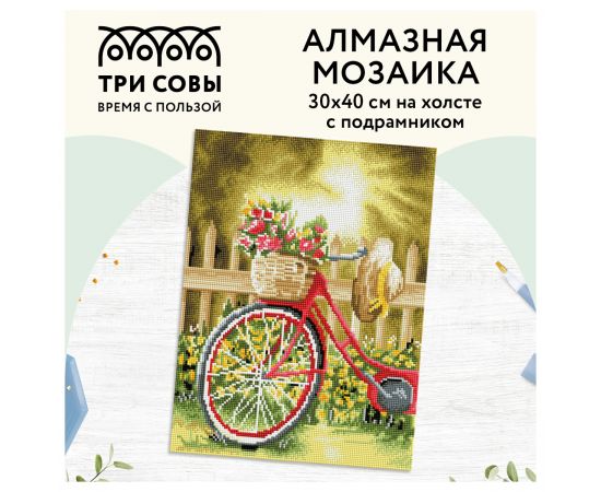 Алмазная мозаика ТРИ СОВЫ "Солнечный день", 30*40см, холст на деревянном подрамнике, картонная коробка с пластиковой ручкой АМП3040_47587