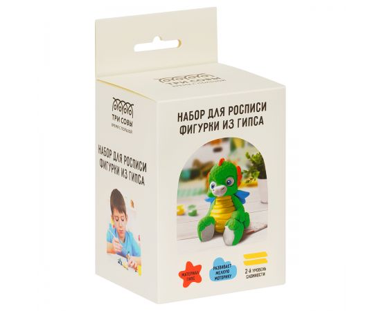Набор для росписи фигурки из гипса ТРИ СОВЫ "Дракоша", с красками и кистью НР_52928