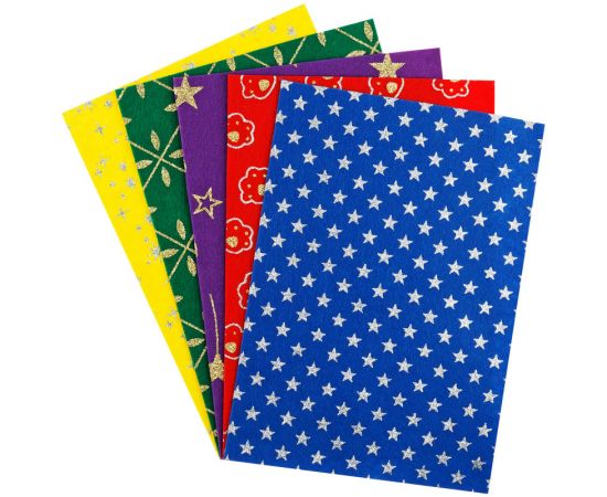 Фетр ArtSpace, А4, 5л., 5цв., 2мм, с блестящим рисунком Фц5_38044