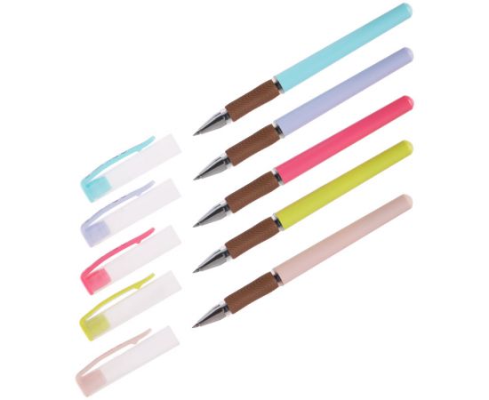 Ручка гелевая Crown "Quick Dry" с быстросохнущими чернилами и антибактериальным грипом, синяя, 0,5мм, корпус ассорти AT-2020