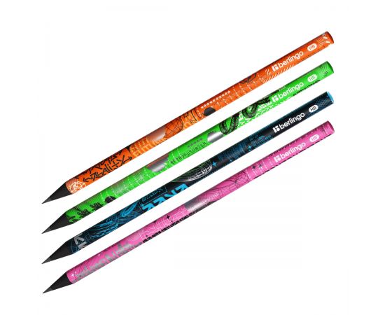 Карандаш ч/г Berlingo "Future Tech" HB, черное дерево, круглый, заточен., ассорти BP00S21