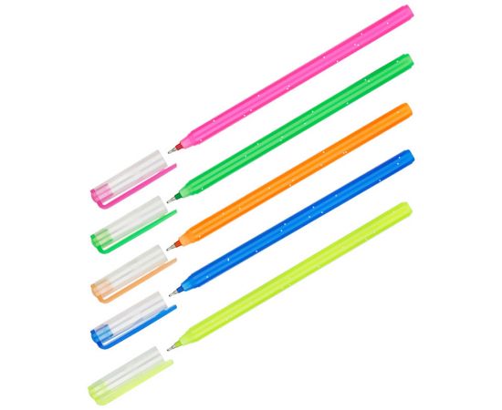 Ручка шариковая OfficeSpace "Funfair neon" синяя, 0,6мм, на масляной основе, штрих-код BPFN_43143