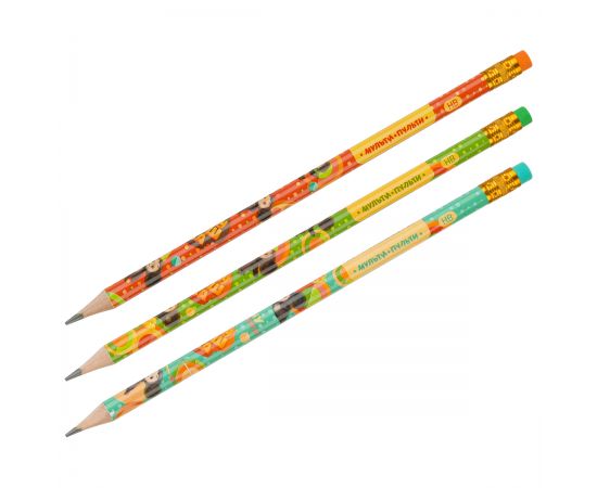 Карандаш ч/г Мульти-Пульти "Чебурашка" HB, с ластиком, круглый, заточен., ассорти BPЧБ_52998