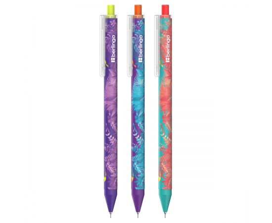 Ручка шариковая автоматическая Berlingo "Flower Art" синяя, 0,7мм, рисунок на корпусе, soft touch, ассорти CBm_07S20