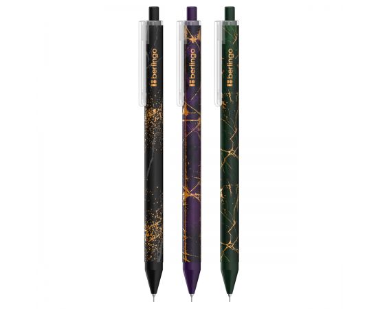 Ручка шариковая автоматическая Berlingo "Golden Shade" синяя, 0,7мм, рисунок на корпусе, soft touch, ассорти CBm_07S22