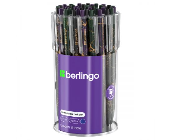 Ручка шариковая автоматическая Berlingo "Golden Shade" синяя, 0,7мм, рисунок на корпусе, soft touch, ассорти CBm_07S22