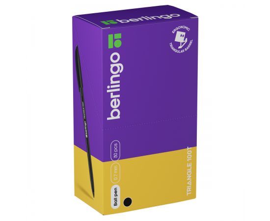 Ручка шариковая Berlingo "Triangle 100T" черная, 0,7мм, трехгран., игольчатый стержень CBp_07107